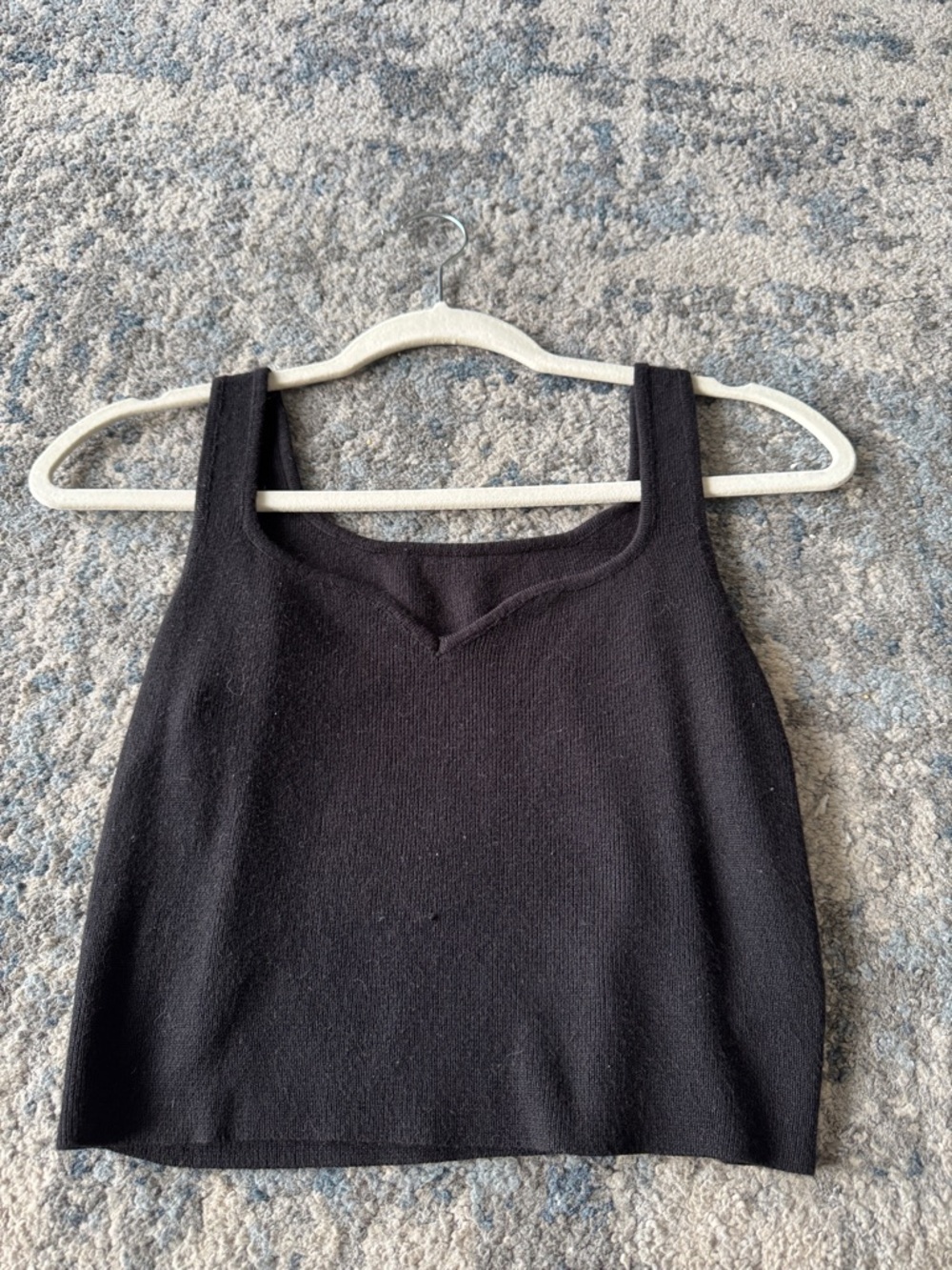 Black Knit Tank Top - Sleeveless Cropped Style